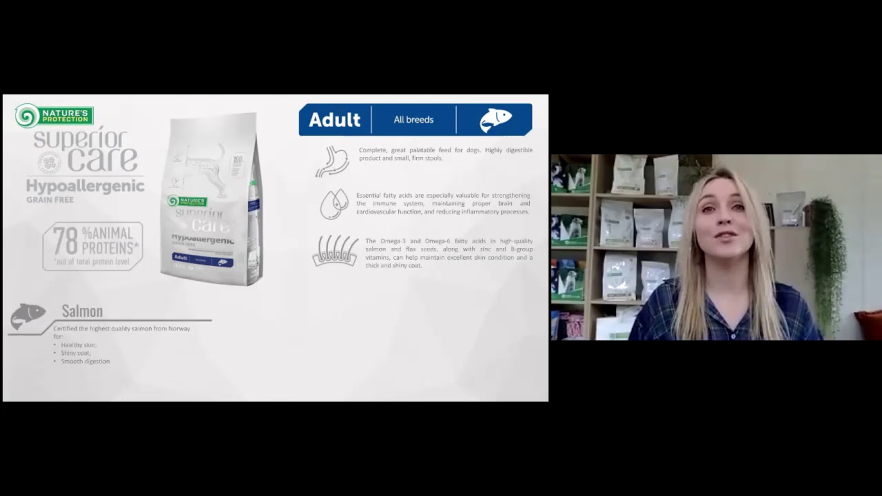 Video NATURE'S PROTECTION SUPERIOR CARE dry grain free pet food with salmon for adult sensitive dogs of all breeds 1.5 kg - 2